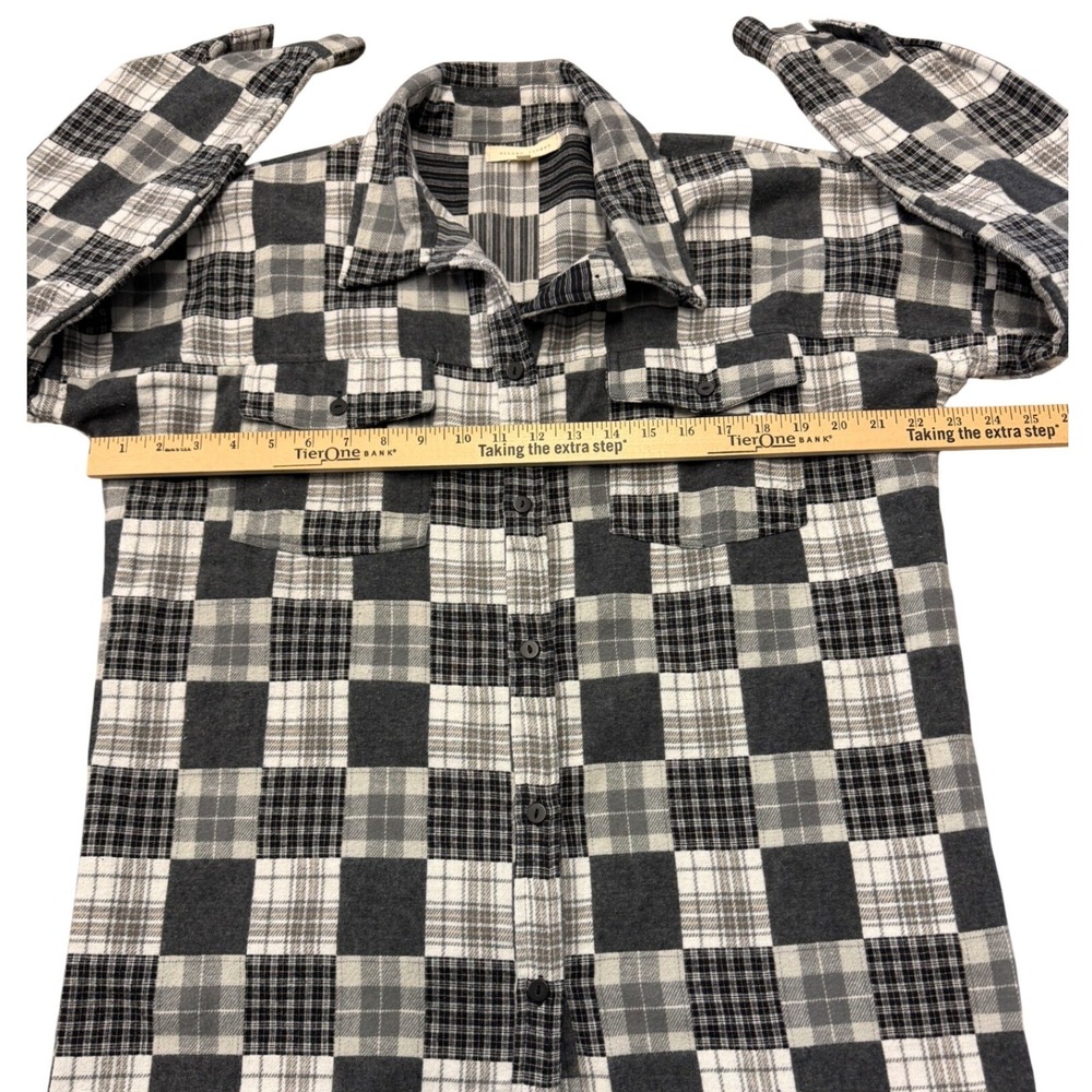 Gilded Intent Patchwork Plaid Grunge Button Up Sh… - image 3